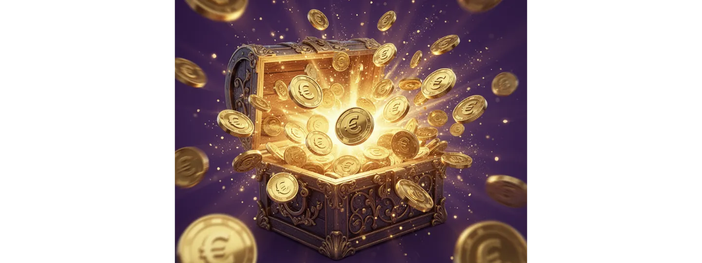 Vicibet Casino Bonus mit Schatztruhe und Goldmünzen für Spieler in Deutschland